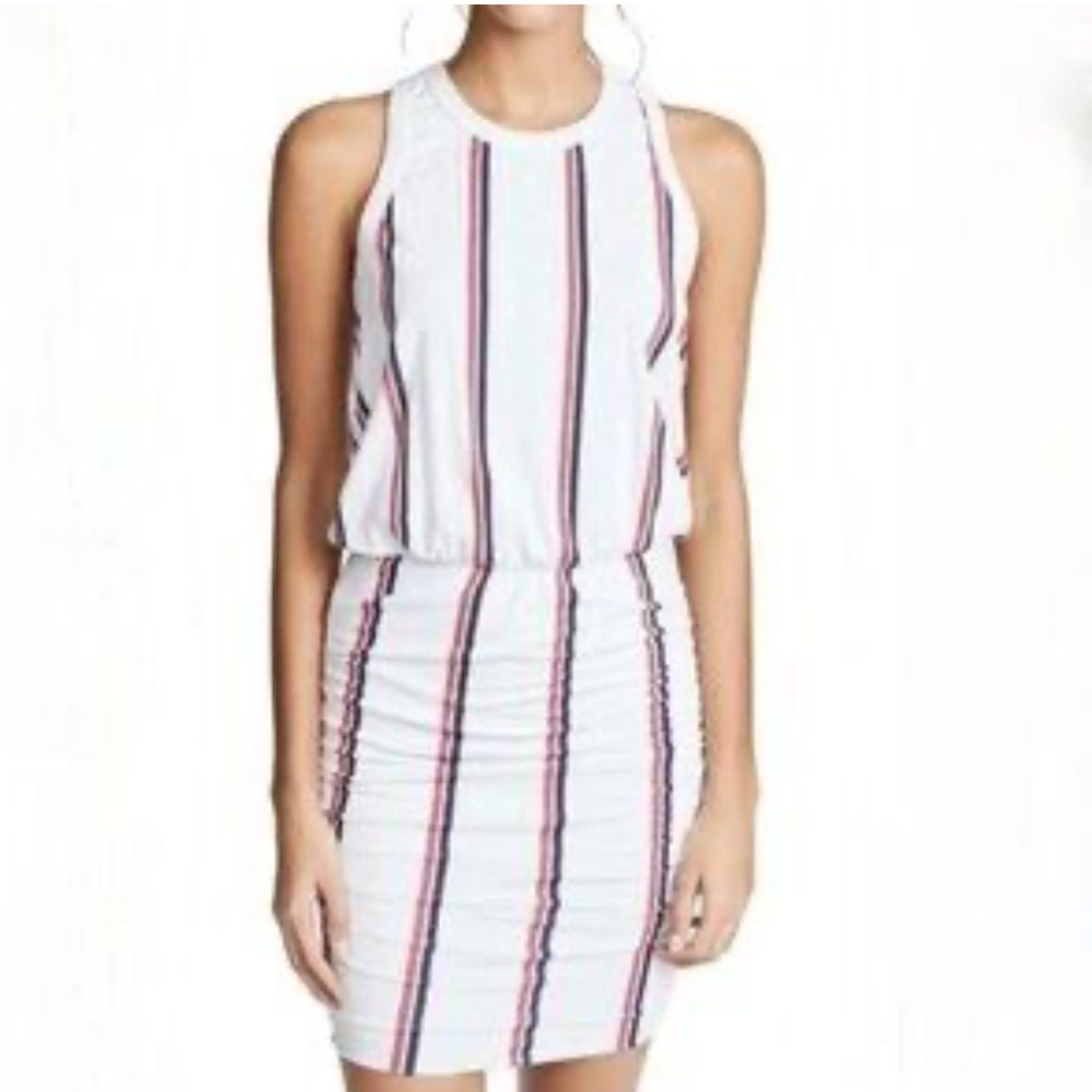 Anthropologie Sundry Striped Cotton Knit Ruched Sleeveless Dress Size Medium